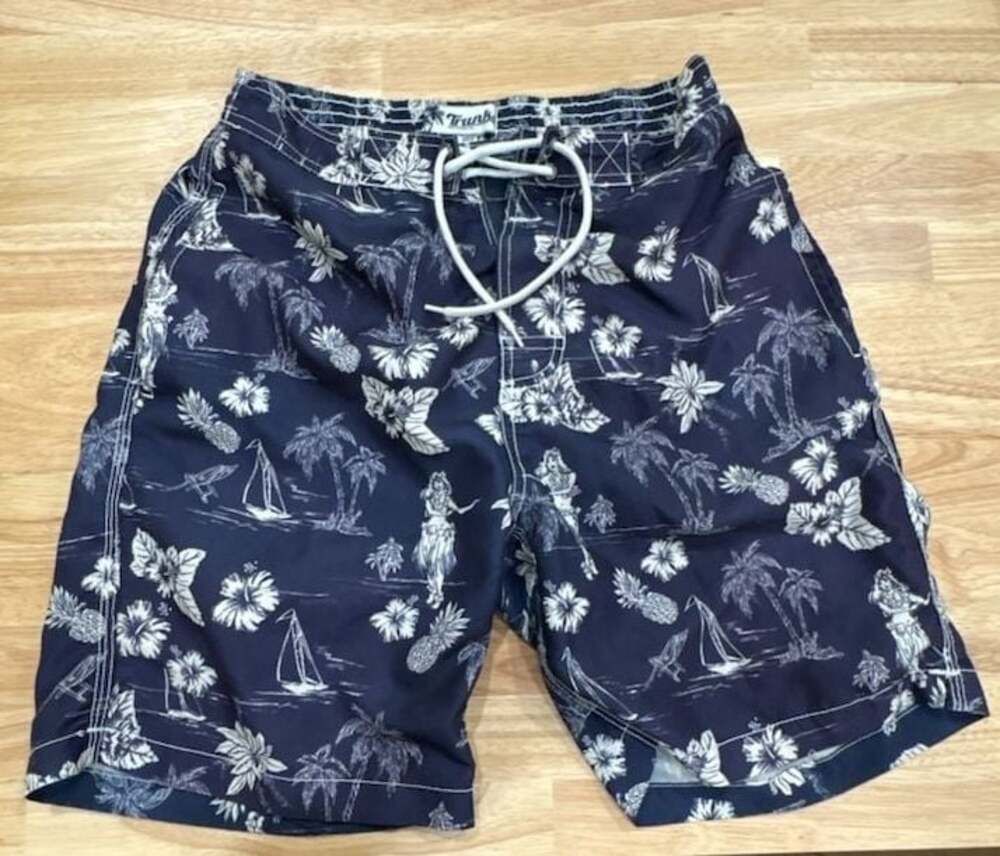 Trunks Surf & Swim Co. Blue Hawaiian Tropical Print Swim Trunks